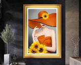 Woman orange hat Bead embroidery kit