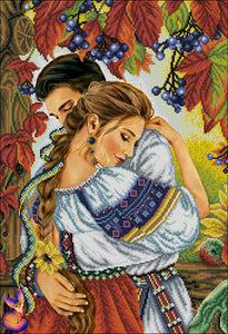 Ukrainian love in autumn Bead Embroidery Kit Needlepoint