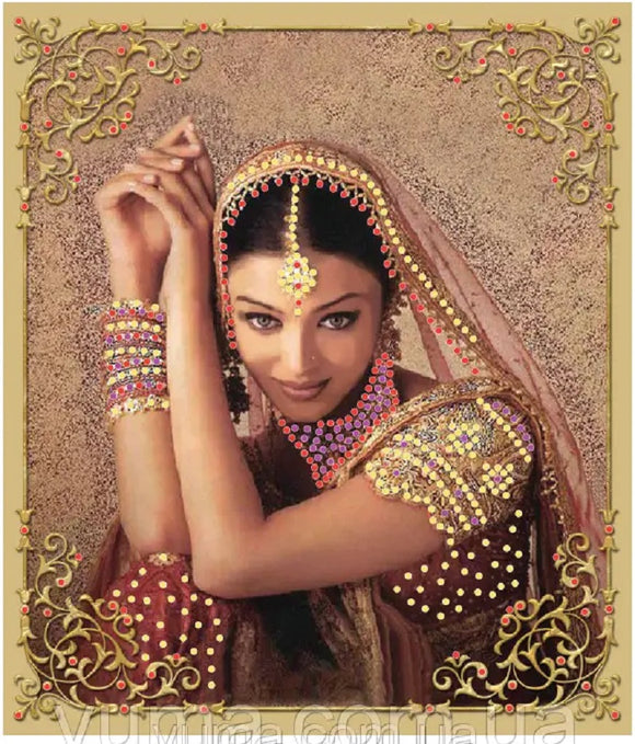 Bead Embroidery Kit oriental girl, east India woman