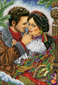 Ukrainian love in winter Bead Embroidery Kit Needlepoint