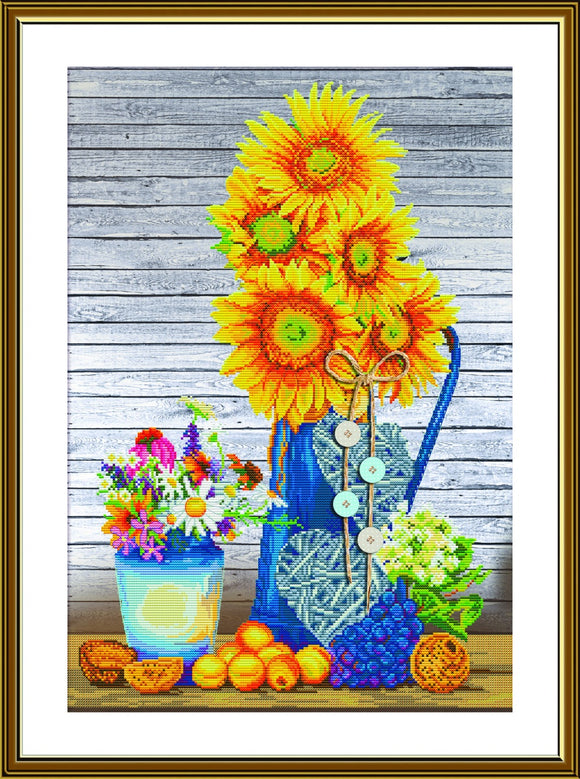 Cross Stitch Kit Kit sunflowers in a vase