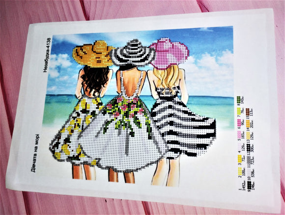 Three girls at sea Bead embroidery kit