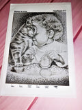 child and cat Bead embroidery kit