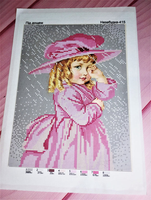 little girl in a pink dress Bead embroidery kit