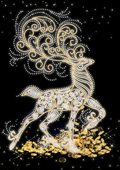 Bead Embroidery Kit DIY golden deer