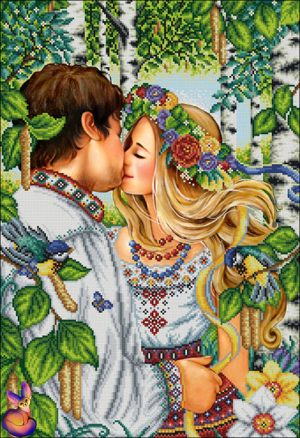 Ukrainian love in spring Bead Embroidery Kit Needlepoint