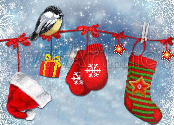 New Year Christmas winter birds Bead embroidery kit