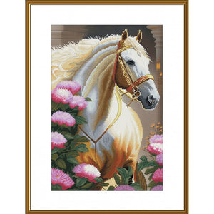 Counted Cross Stitch Kit "White Maned Beauty" Horse Nova Sloboda