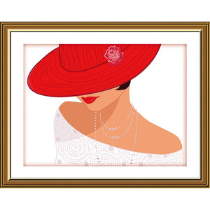 Bead Embroidery DIY Kit Needlepoint Beading Lady in a hat Nova Sloboda