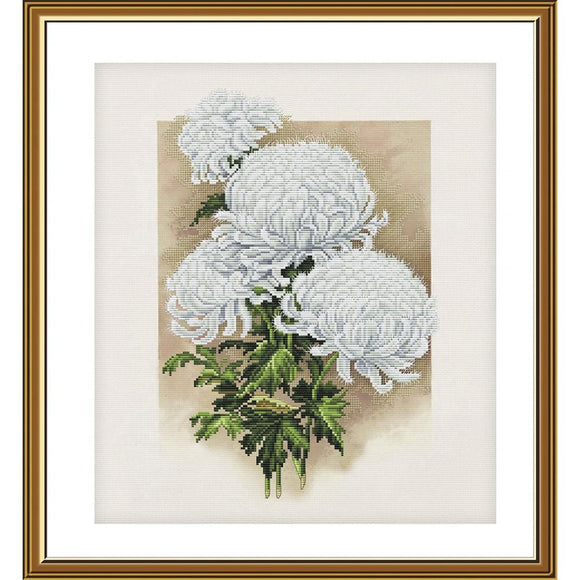 Cross Stitch Kit white chrysanthemum