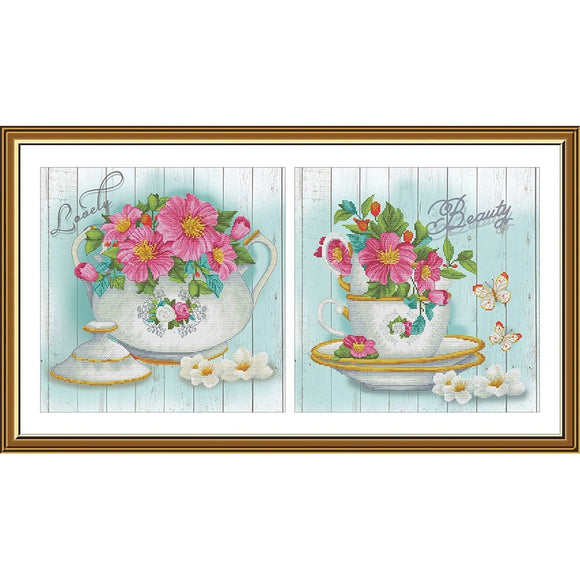 I invite you to tea Cross Stitch Kit Nova Sloboda