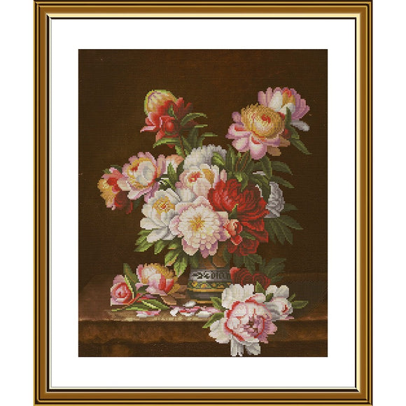 peonies Cross Stitch Kit Nova Sloboda