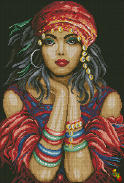 DIY Bead Embroidery Gypsy in red