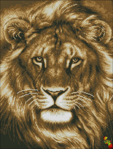 DIY Bead Embroidery KIT Lion in sepia