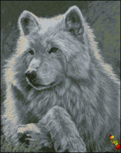 DIY Bead Embroidery KIT Silver she-wolf