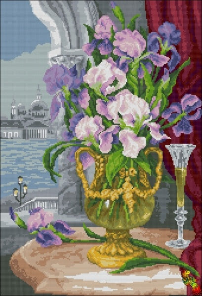 DIY Bead Embroidery kit Royal bouquet of irises