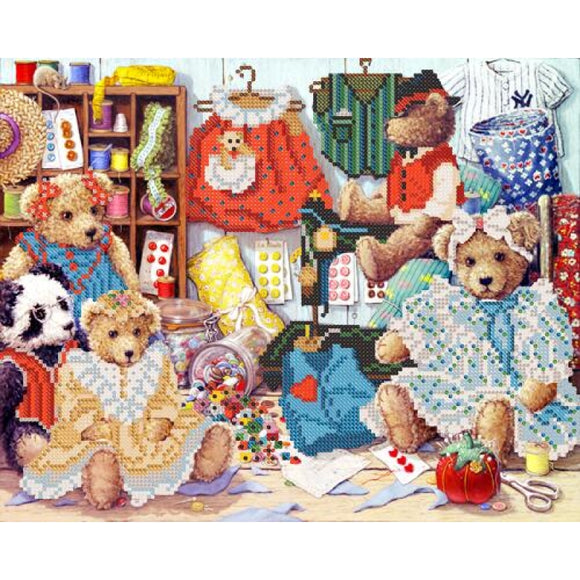 Bears Embroidery Design DIY Craft Kit Bead Embroidery - Marlena.shop