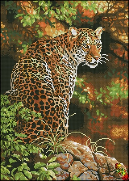 DIY Bead Embroidery KIT The gaze of the leopard