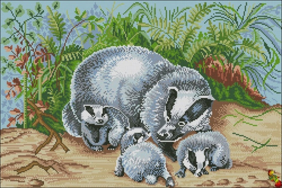 DIY Bead Embroidery KIT Badger family