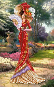 DIY Bead Embroidery Kit victorian era Venetian lady in a hat