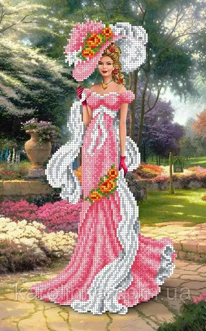 DIY Bead Embroidery Kit victorian era Venetian lady in a hat