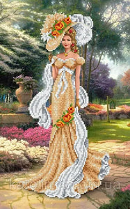 DIY Bead Embroidery Kit victorian era Venetian lady in a hat