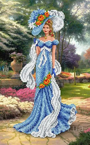 DIY Bead Embroidery Kit victorian era Venetian lady in a hat