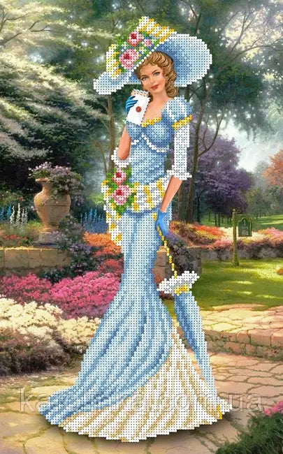 DIY Bead Embroidery Kit victorian era Venetian lady in a hat