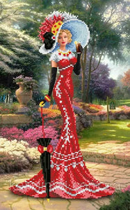 DIY Bead Embroidery Kit victorian era Venetian lady in a hat