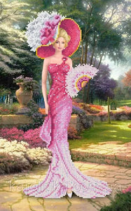 DIY Bead Embroidery Kit victorian era Venetian lady in a hat