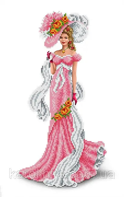 DIY Bead Embroidery Kit victorian era Venetian lady in a hat