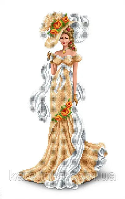 DIY Bead Embroidery Kit victorian era Venetian lady in a hat