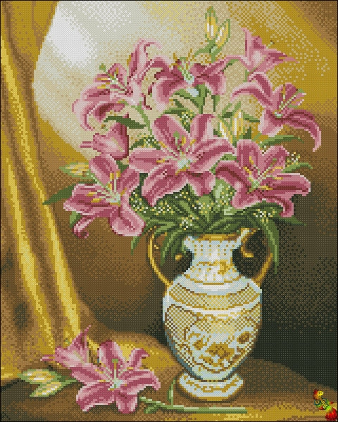 Lilies in golden drapery DIY Bead Embroidery kit