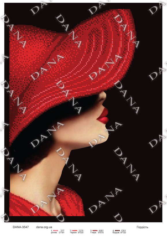 Bead Embroidery Kit DIY 3d Woman with hat Woman in red
