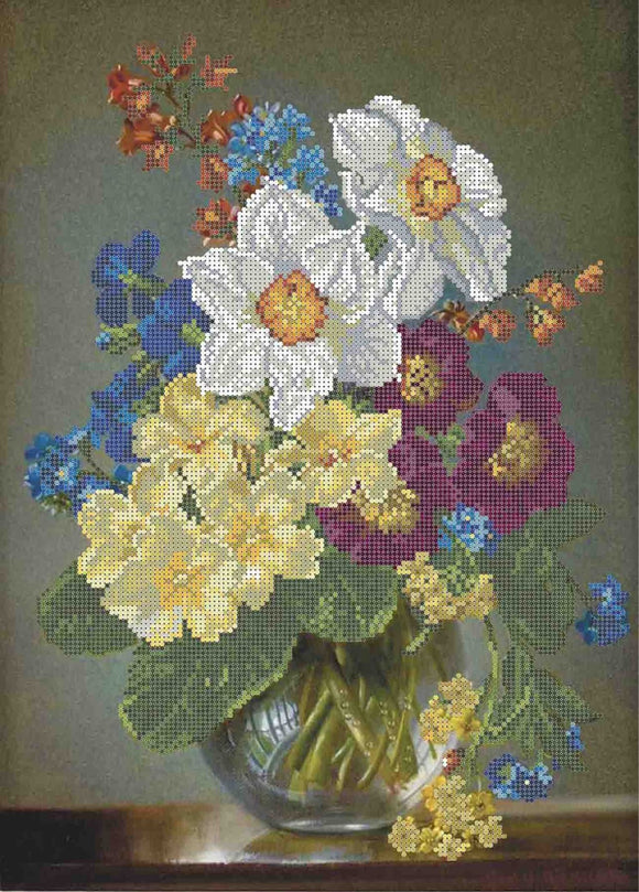 Bead Embroidery Kit DIY spring flowers