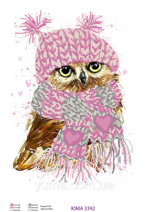 DIY Bead Embroidery Kit an owl in a hat