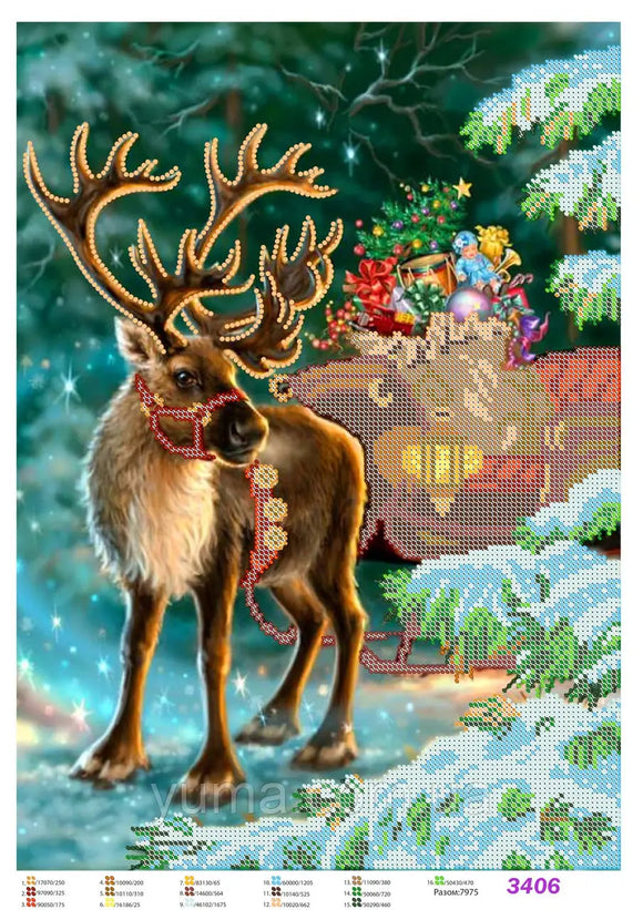 DIY Bead Embroidery Kit winter fairy tale winter deer