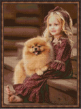 Bead Embroidery Kit baby girl with Spitz dog