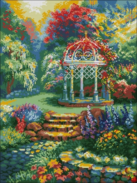 DIY Bead Embroidery kit A colorful gazebo