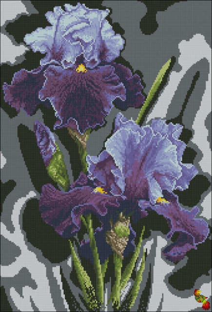 DIY Bead Embroidery Kit Iris in twilight light