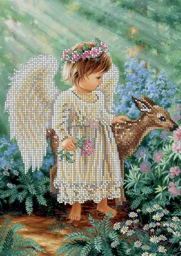 Bead Embroidery Kit an angel with a deer