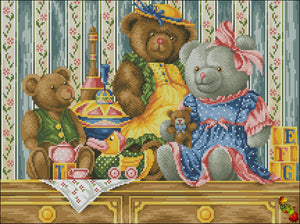 DIY Bead Embroidery kit Teddy bears on the dresser