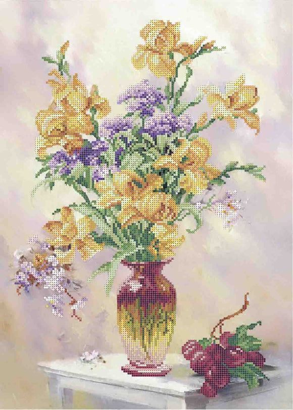 Bead Embroidery Kit DIY yellow irises