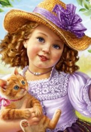 Bead Embroidery Kit baby girl with cat