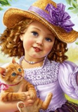 Bead Embroidery Kit baby girl with cat