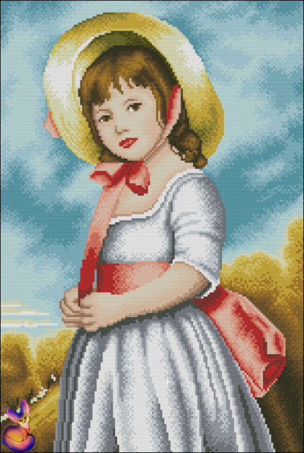 Bead embroidery kit on art canvas Girl in Panama DIY beadwork kit embroidery pattern gift for her diy craft kit