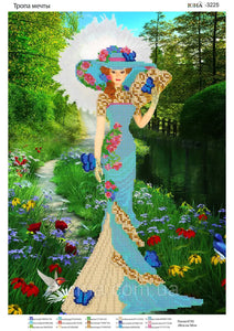 DIY Bead Embroidery Kit victorian era Venetian lady in a hat