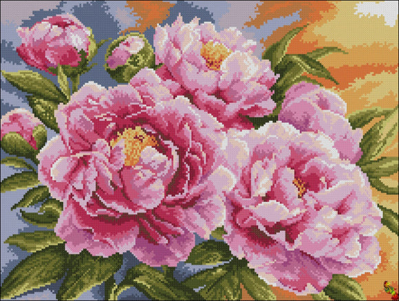 DIY Bead Embroidery kit Colorful peonies