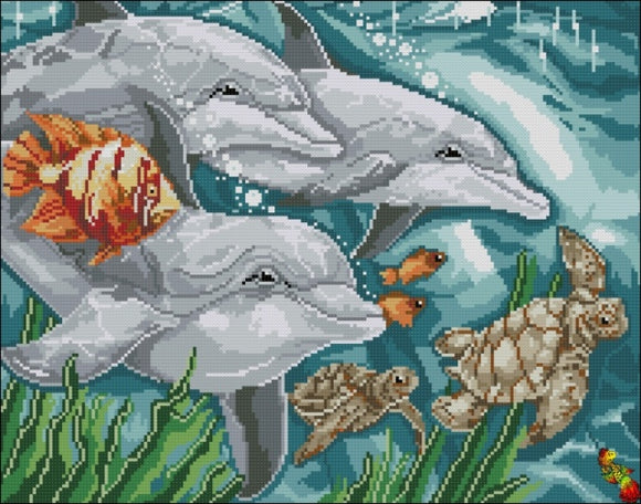 Dolphins and turtles DIY Bead Embroidery kit