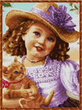 Bead Embroidery Kit baby girl with cat